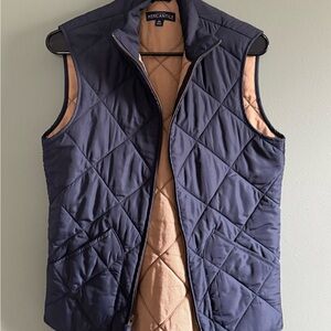 Mercantile Quilted Reversible Vest in Navy and Tan